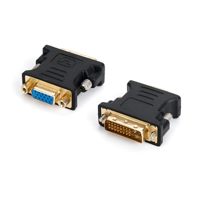 HDR 15 female blue to DVI 24+5 adapter, gold-plated iron shell, gold-plated lock screw