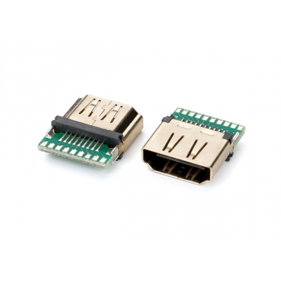 HDMI 180 degree splint type, nickel-plated shell with PCB board