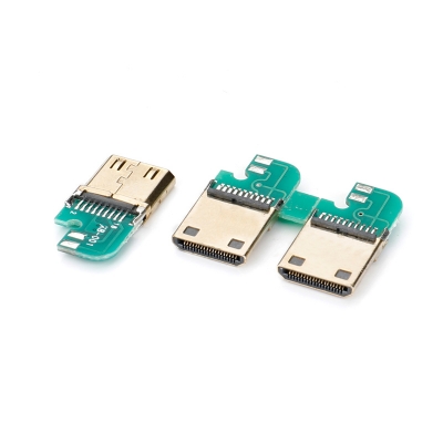 HDMI 180 degree splint type, nickel-plated shell with PCB board