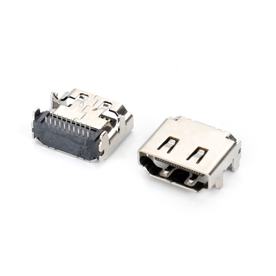 HDMI AF 19PIN DIP TYPE,LCP黑胶,半金雾锡30U不锈钢外壳镀镍,CL=3.10MM,卷装(HF)